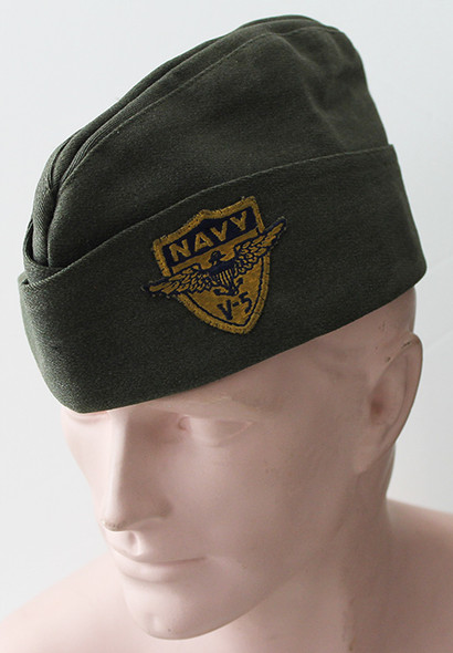 WWII US Navy V-5 Aviation Cadet Program Overseas Hat Named to C.T. Roberts with Patch