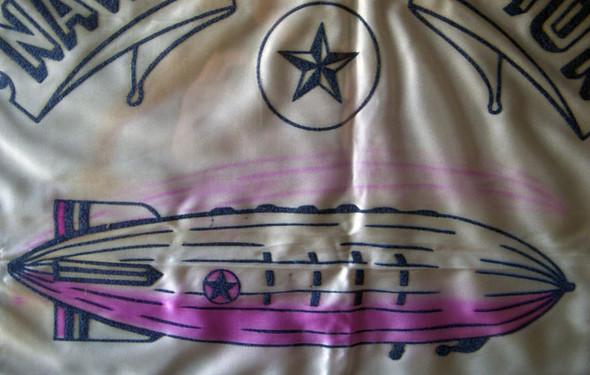 WWII Patriotic Souvenir Pillowcase from South Weymouth NAS (SOWEY) with USN Blimp