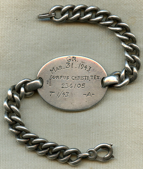 Wonderful WWII USN Pilot ID Bracelet of Stuart Tucker McAlister w/ Graduation Date on Reverse
