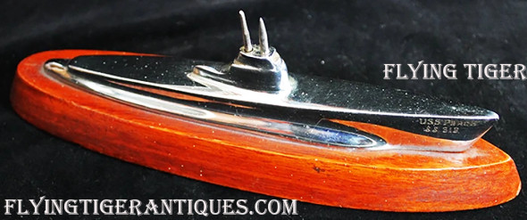 Great WWII USS Perch SS-313 Submarine Model in Wood & Nickeled Brass. Made in Australia
