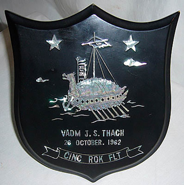 Beautiful 1962 Vice Admiral John S. Thach ROK Presentation Plaque