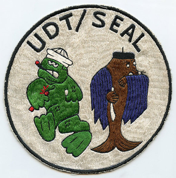 Beautiful Early '70's USN UDT/SEAL Jacket Back Patch. Philippine-Made. Fully Embroidered
