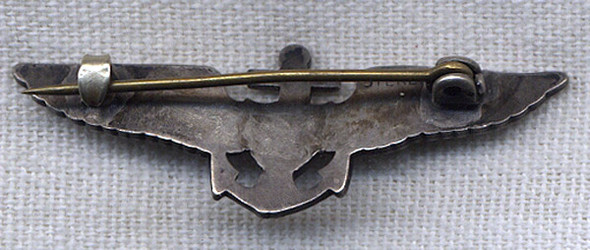 1930s USN Observer & UNOFFICIAL Enlisted Pilot Overseas Lapel Wing in Sterling