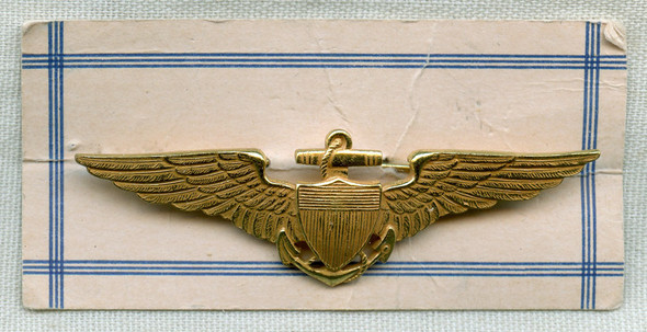 Rare Early 1930s USN Pilot Wing by NANCO on Original Card