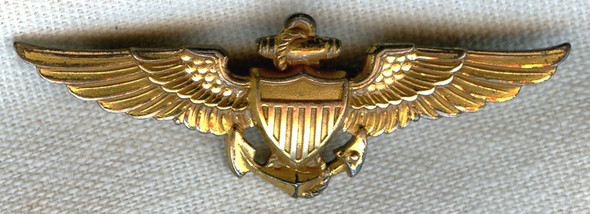 Beautiful WWII US Navy Shirt-Size Pilot Wing by Balfour