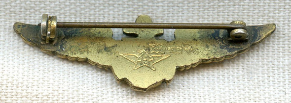 Early WWII USN Pilot Wing Hat Size by H&H with Unique Maker Mark Combination