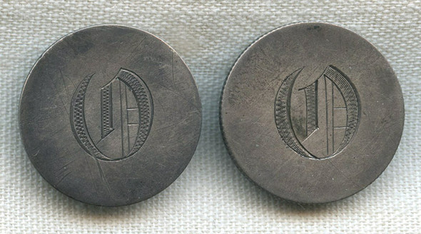 Pair of 1870s-1880s Love Token "O" Cuff Links Made from Old "Seated Liberty" Quarters