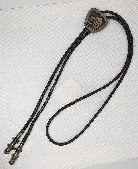 Nice 1950s-60s TAXCO Aztec Theme Sterling Silver Bolo Tie with War Club Tips