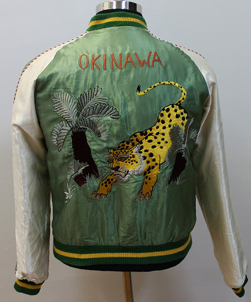 Cool Vintage Look Reversible Okinawa Japan Jacket with Leopard. Modern Made by Toyo Tailors