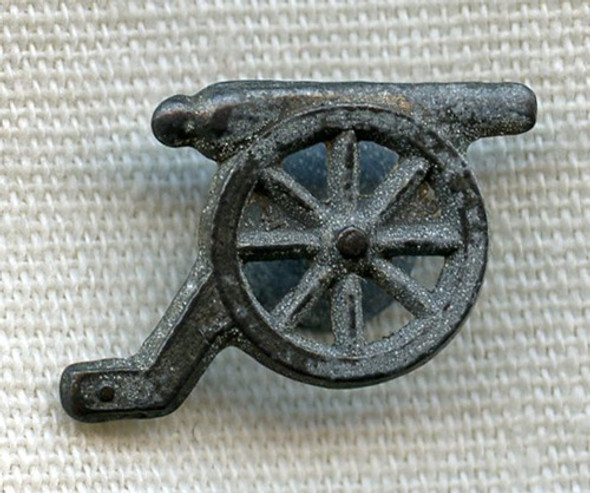 Circa 1870s-1880s Civil War Veterans' Cannon Lapel Stud in Cast White Metal