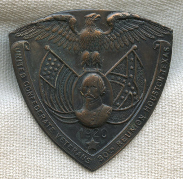 Scarce 1920 United Confederate Veterans (UCV) 30th Reunion Badge from Houston, Texas