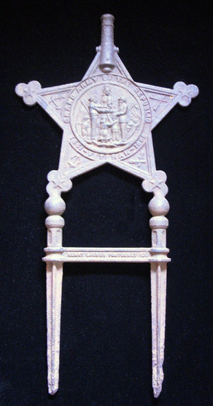 Fabulous 1800s Cast Iron Grand Army of the Republic (GAR) Marker with Flag Holder and Maker's Mark