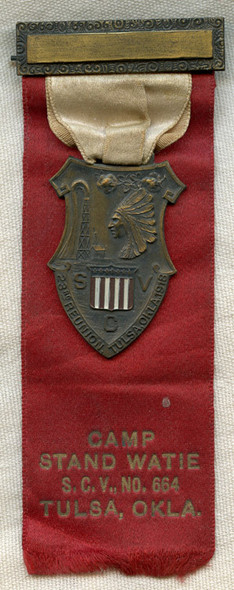 Rare 1918 SCV 23rd Reunion Sponsoring Camp (Stand Watie #664) Participant Badge