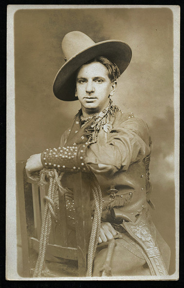 Great 1910's RPPC. 'Cowboy' w/ 6-Shooter, Lots of Leathers, & 10 Gallon Hat by Western Photo Gallery