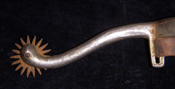 Circa 1900 - 1910 Nickeled Iron Spurs with Long Shanks, With Original Straps