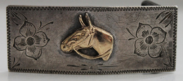 Lovely 1930s - 40s Small Western (Hat?) Buckle #36 by Hollands of San Angelo, TX in 14K & St