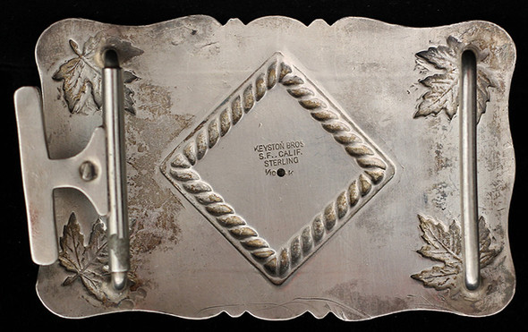 Great 1940's Keyston Bros. Horse Head Trophy Buckle w/ Scarce Maple Leaf Design