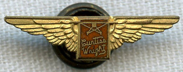 Early 1930s Curtiss-Wright Aircraft Corporation Lapel Pin