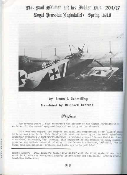 Winter 1982 "Cross & Cockade" Journal Vol. 23 No. 4 Society of WWI Aero Historians