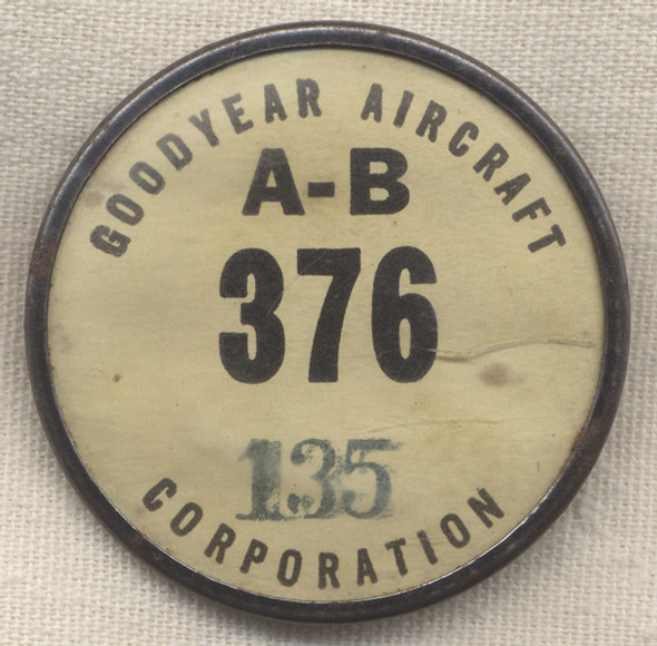 1930s-WWII Goodyear Aircraft Corporation Worker Badge