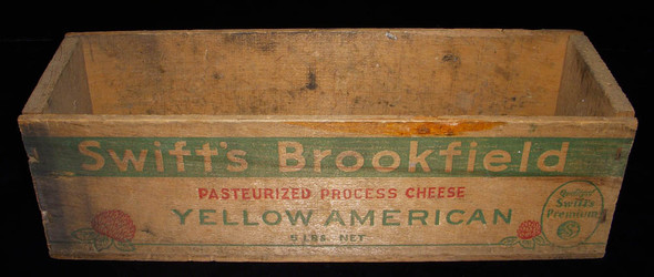 1930s Swift's Brookfield Yellow American Cheese Wooden Box