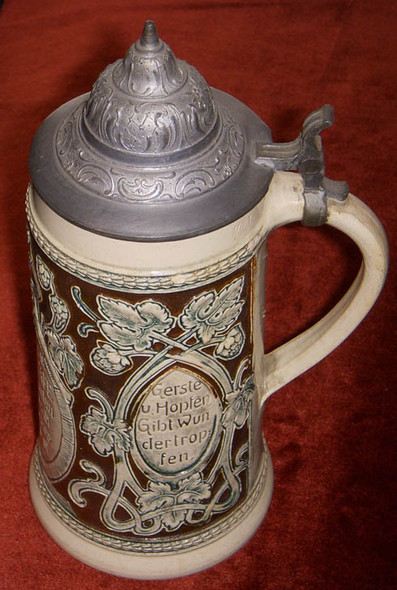 Circa 1900 Boehms' Cafe' Advertising Stein from Lawrence, Massachusetts