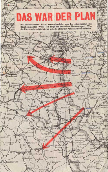 WWII USAAF Propaganda Leaflet Dropped on German Troops with Map