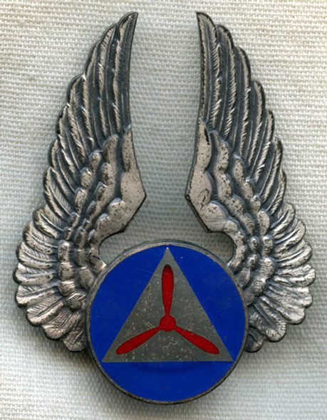 Minty WWII CAP (Civil Air Patrol) Visor Hat Badge in Sterling by Gemsco