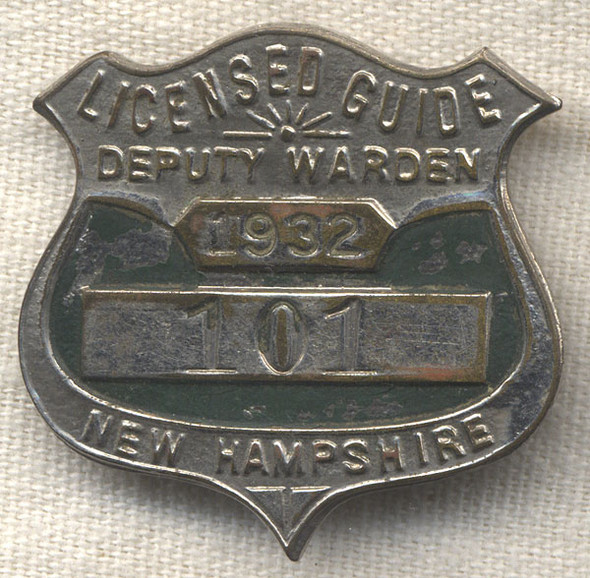 1932 New Hampshire Fish & Game Deputy Warden Badge