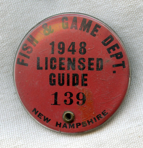 1948 New Hampshire Fish & Game Licensed Guide Badge