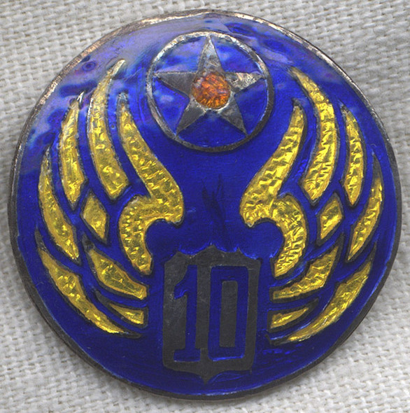 Beautiful WWII CBI-Made Enameled 10th Air Force "DI"