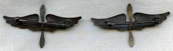 Beautiful Pair of French-Made WWI US Air Service Officer Collar Insignia