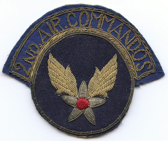 Beautiful WWII CBI-Made USAAF Shoulder Patch with 2nd Air Commandos Tab Attached