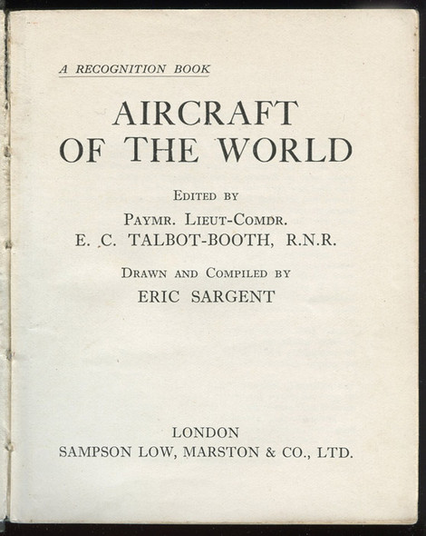 1st Ed. 1930s "Aircraft of the World Recognition Book" Silhouettes and Color Tail Markings from UK