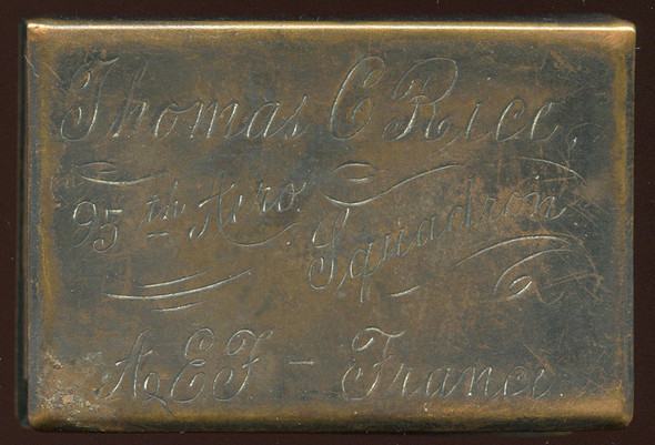 Great WWI "Trench Art" Match Safe & Dog Tags of 95th Aero Squadron Member