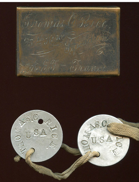 Great WWI "Trench Art" Match Safe & Dog Tags of 95th Aero Squadron Member