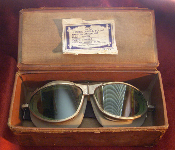 Rare 1930s American Optical Company Pilot Goggles in Case