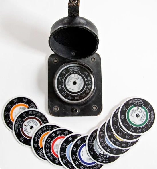 WWII USAAF Bomb Sight Calibrator Discs and Housing