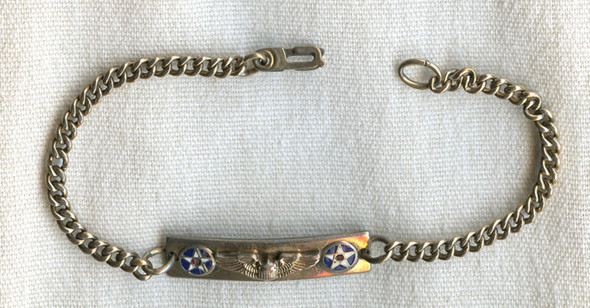 Gold-Filled and Enameled Sterling Silver US Air Corps Bracelet