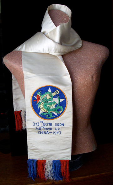 Nice 1943 US 373rd BS, 308th BG, 14th AF Chinese-Made Silk Scarf