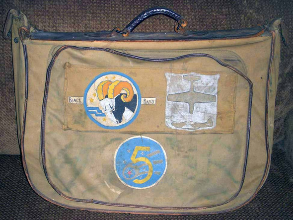 Very Rare Painted B-4 Bag for 460th FS, 348th FG, 5th AF (aka "Black Rams") Pilot