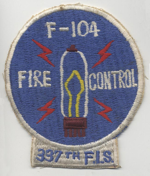 1950s USAF  337th Fighter-Interceptor Squadron F-104 Fire Control Jacket Patch NOT AVAILABLE