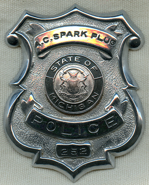 WWII Era A. C. Spark Plug Company Police Badge