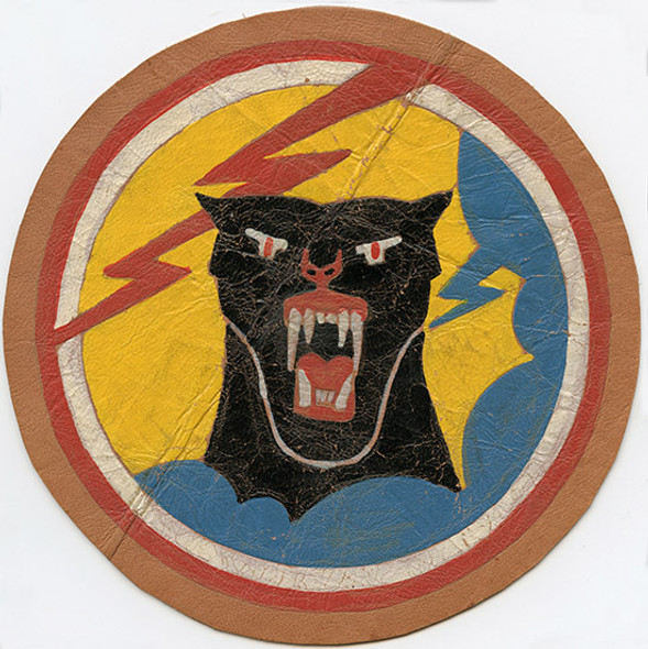 Rare, Late WWII USAAF 21st FS, 413th FG, 20th AF Theater-Made, Hand-Painted Leather Patch