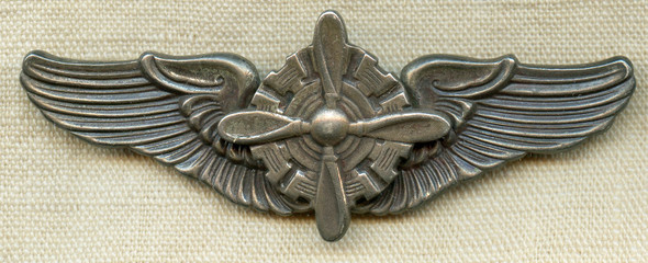 Nice WWII Period USAAF Flight Engineer Wing in 2-Piece Construction by Meyer