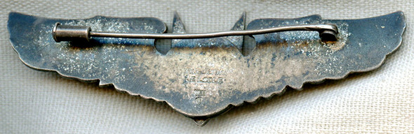 Extremely Rare 925 Silver WWII USAAF Air Gunner Wing by Swiss Maker Huguenin at LeLocle