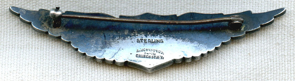 Stunning WWI US Air Service Pilot Wing with 2nd Type Arched Johnson Maker Mark