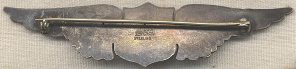 Very Rare WWI Pilot Wing by Shreve & Co.