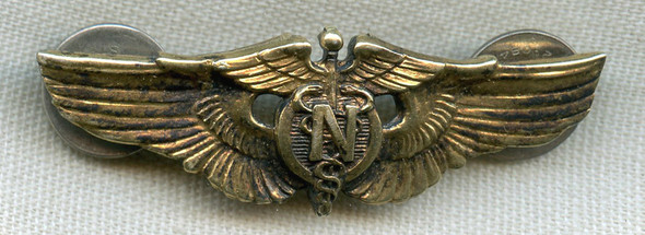 Rare 1944 USAAF "Issue" Flight Nurse Wing in Gold-Plated Sterling Silver NO LONGER AVAILABLE