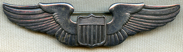 Gorgeous, Rare WWII Indian-Made USAAF Full Size Pilot Wing in Silver